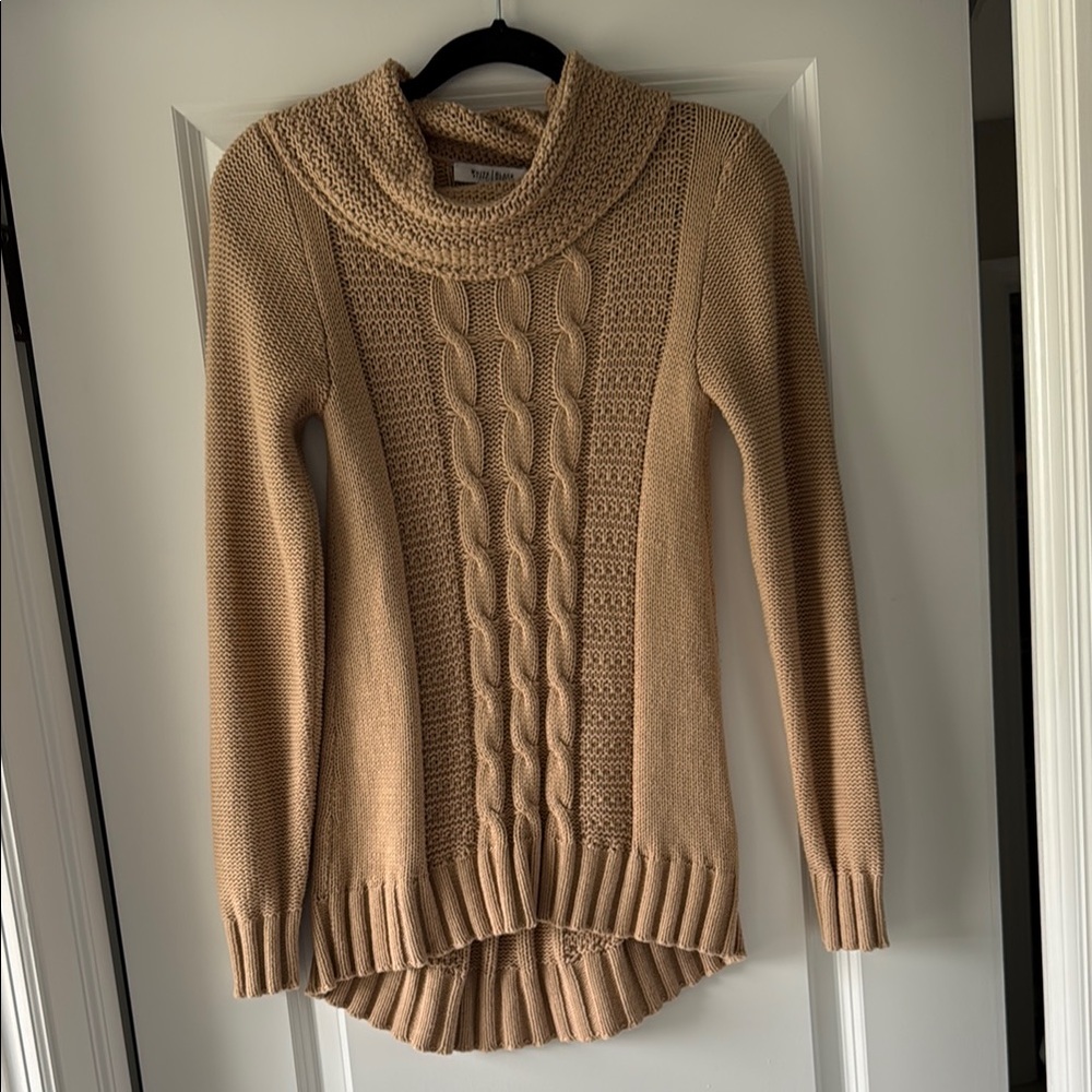 White House Black Market Tan Cowl Neck Sweater